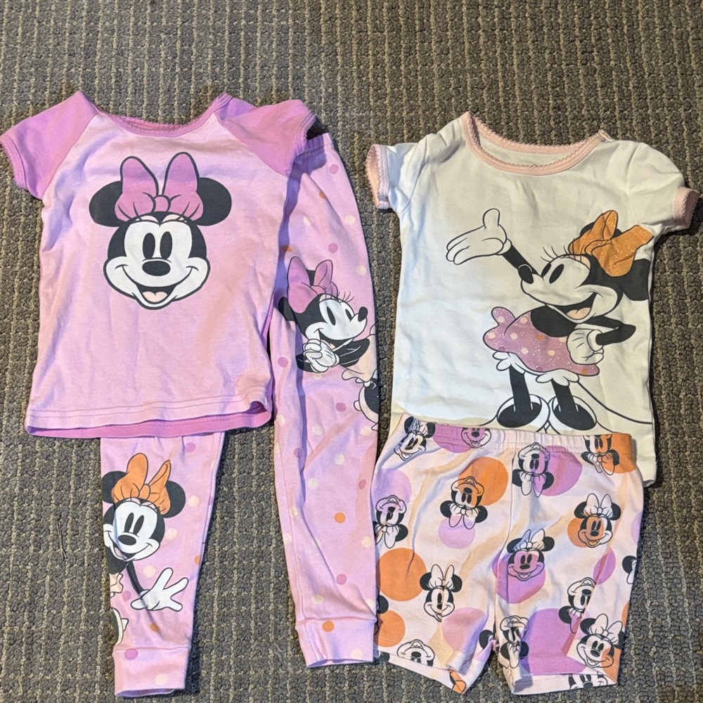 Disney Minnie Mouse Kids Pajama Set - Purple and White